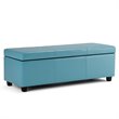 Simpli Home Avalon Faux Leather Storage Bench in Soft Blue