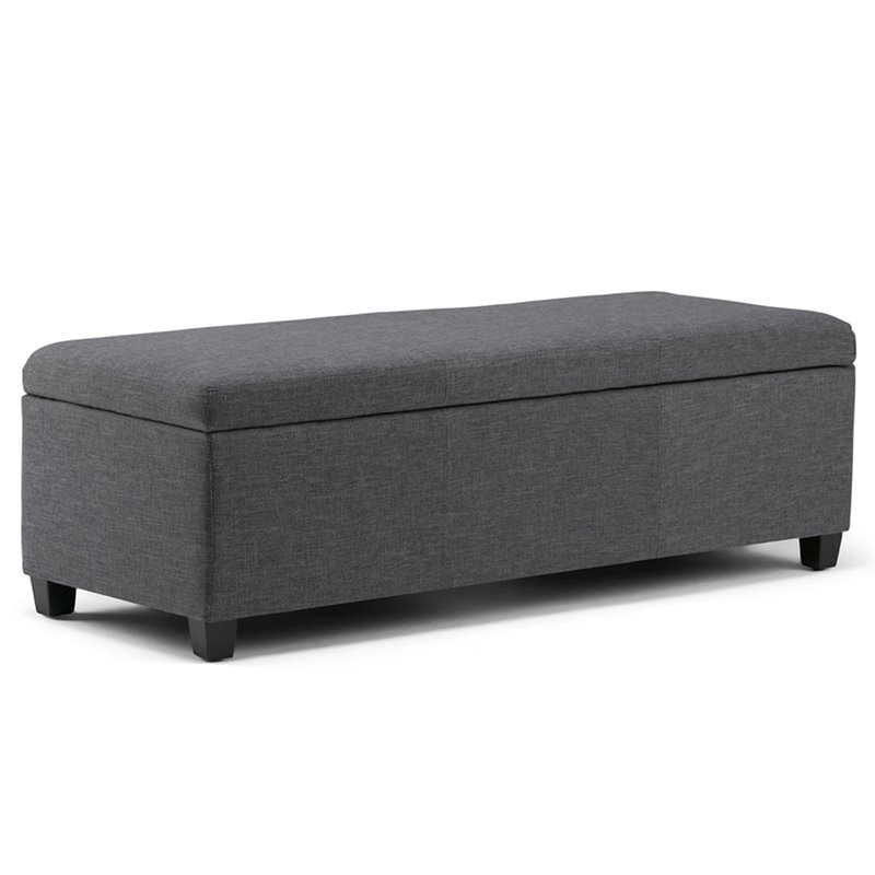 Simpli Home Avalon Storage Bench in Slate Gray