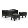 Simpli Home Dover Faux Leather 3 Piece Storage Ottoman in Brown