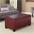 Simpli Home Dover Faux Leather Storage Bench in Radicchio Red
