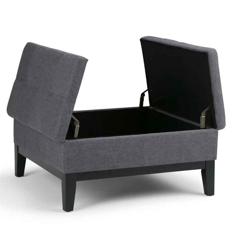 Simpli Home Dover Coffee Table Storage Ottoman in Slate Gray