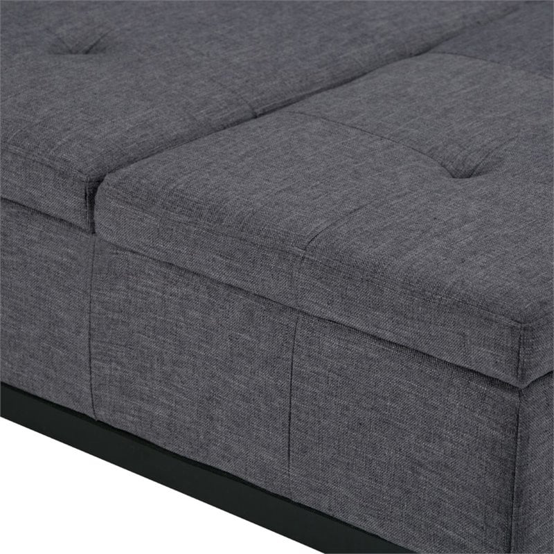 Simpli Home Dover Coffee Table Storage Ottoman in Slate Gray