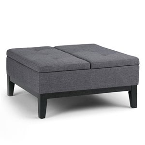 Simpli Home Dover Coffee Table Storage Ottoman in Slate Gray