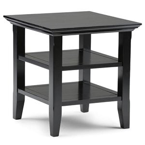 Simpli Home Acadian Solid Wood 19 &quot Square Transitional End Table in Black