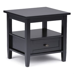Simpli Home Warm Shaker Wood 20&quot Rectangle Transitional End Side Table in Black