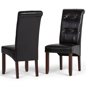 Cosmopolitan Transitional Tufted Parson Chair (Setof 2) in Black Faux Leather
