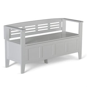 Simpli Home Adams Solid Wood 48 &quot Contemporary Entryway Storage Bench in White