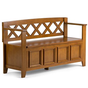 Amherst 48&quot Wide Solid Wood Transitional Entryway Bench in Light Avalon Brown