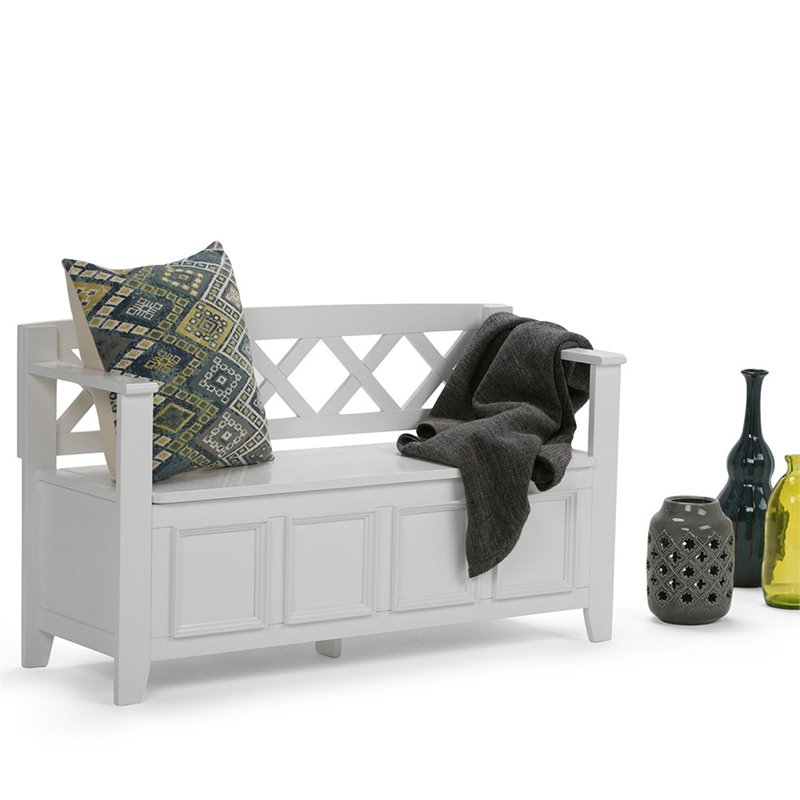 Amherst 48 inch Wide Solid Wood Transitional Entryway Bench in White