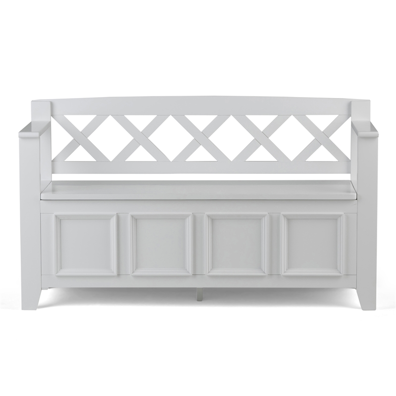 Amherst 48 inch Wide Solid Wood Transitional Entryway Bench in White