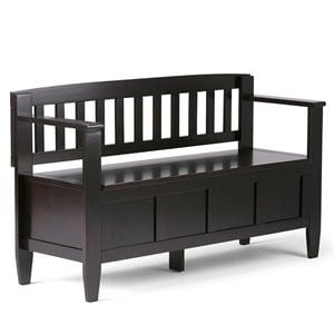 Brooklyn 48&quotWD Solid Wood Contemporary Entryway Storage Bench in Coffee Brown