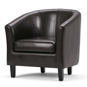 Simpli Home Austin 30 &quot Contemporary Tub Chair in Brown Faux Leather