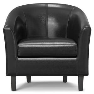 Simpli Home Austin 30 &quot Contemporary Tub Chair in Black Faux Leather