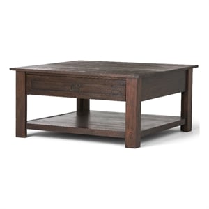 Simpli Home Monroe Coffee Table in Distressed Charcoal Brown