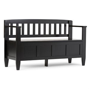 Brooklyn 48&quot WD Solid Wood Contemporary Entryway Storage Bench in Black