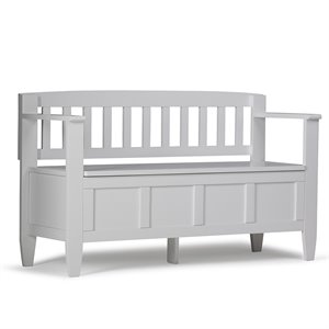 Brooklyn Solid Wood 48&quot W Contemporary Entryway Storage Bench in White