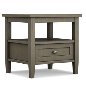Warm Shaker Wood 20&quot Rectangle Transitional End Side Table in Farmhouse Gray