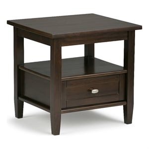 Simpli Home Warm Shaker Wood 20&quot Transitional End Side Table in Tobacco Brown