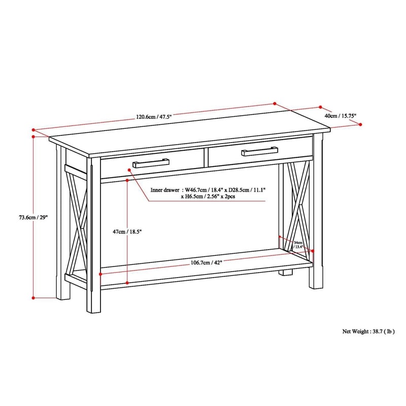 Simpli Home Kitchener Console Table in Distressed Gray