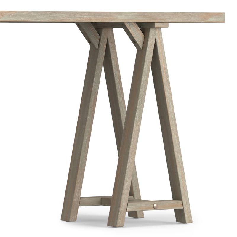 Simpli Home Sawhorse Wood Console Table in Distressed Gray