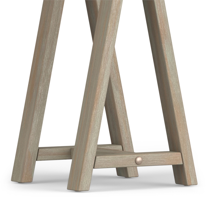 Simpli Home Sawhorse Wood Console Table in Distressed Gray