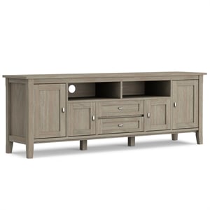 Warm Shaker Wood 72&quot Transitional TV Media Stand in Gray For TVs up to 80&quot
