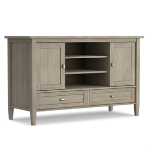 Warm Shaker Wood 47&quot Wood Transitional TV Media Stand in Gray For TVs up to 50&quot