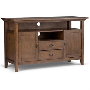 Simpli Home Redmond Solid Wood 54 &quot Transitional TV Media Stand in Rustic Brown