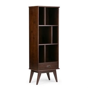 Draper Solid Hardood64x22&quot Modern Bookcase & Storage Unit in Medium Auburn Brown