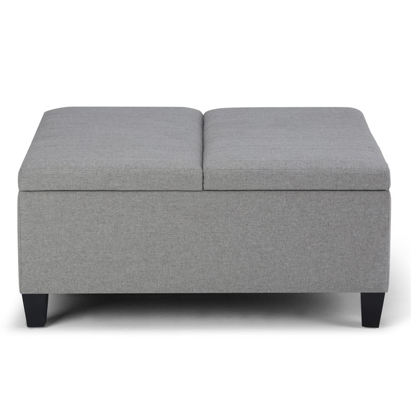 Simpli Home Ellis Storage Coffee Table Ottoman in Dove Gray