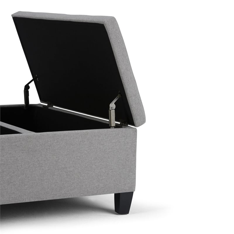 Simpli Home Ellis Storage Coffee Table Ottoman in Dove Gray