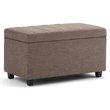 Simpli Home Darcy Fabric Storage Ottoman Bench in Fawn Brown