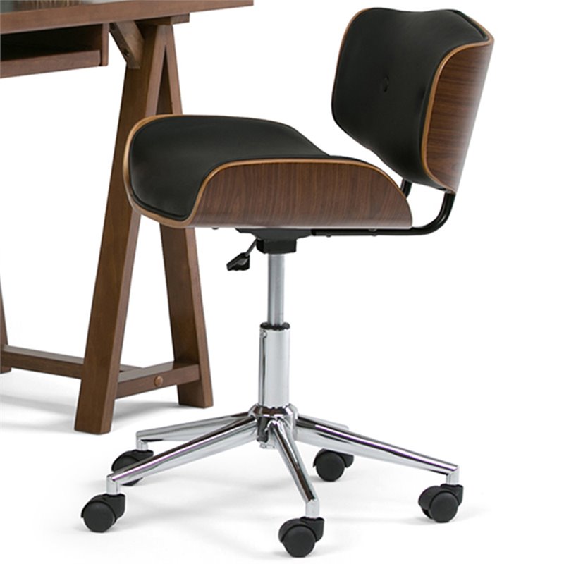 Dax Swivel Adjustable Executive Bentwood Office Chair in Black & Natural