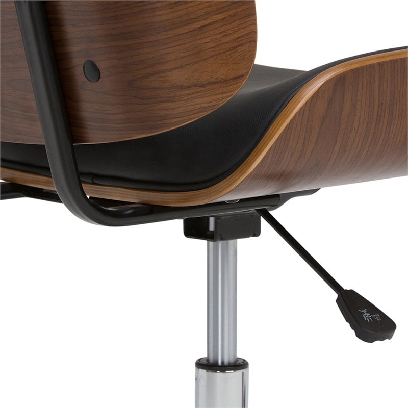 Dax Swivel Adjustable Executive Bentwood Office Chair in Black & Natural