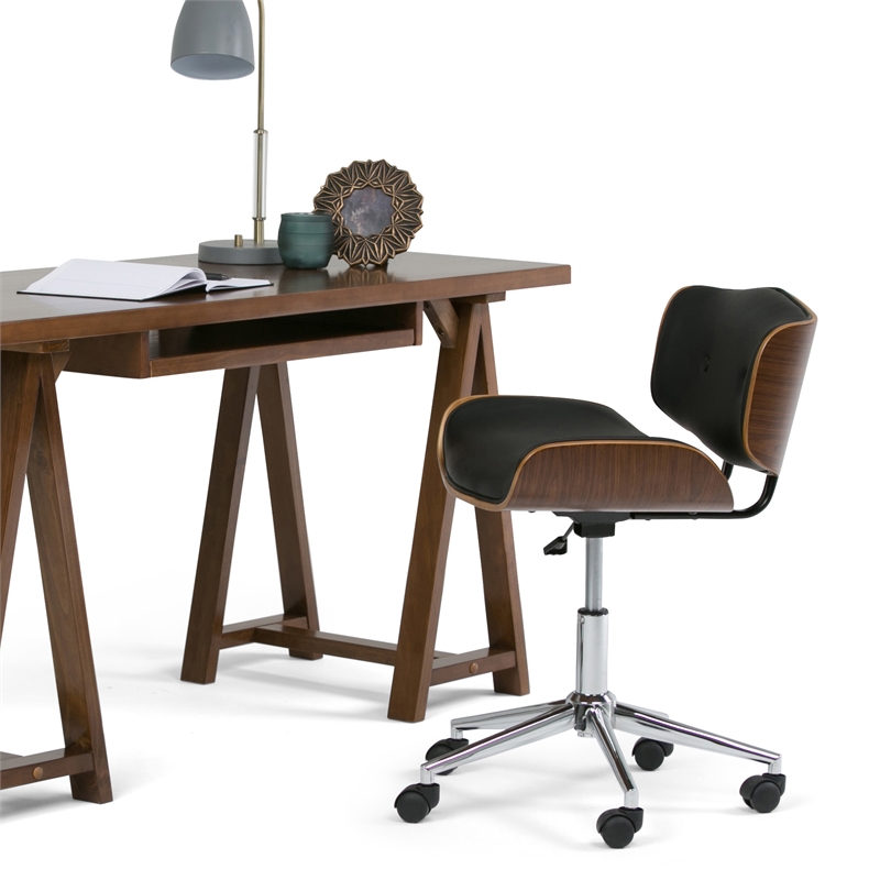 Dax Swivel Adjustable Executive Bentwood Office Chair in Black & Natural