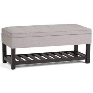 Cosmopolitan 44&quot WD Storage Ottoman Bench in Cloud Gray Linen Look Fabric