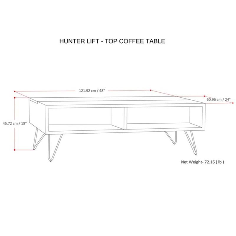 Simpli Home Hunter 48 inch Wide Solid Mango Wood Lift Top Coffee Table in Refined Natural