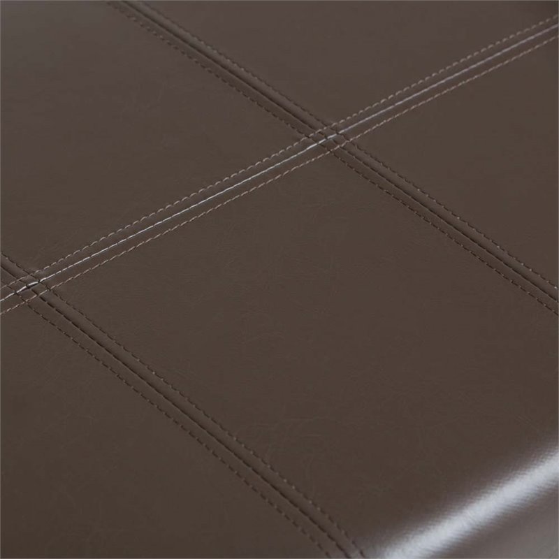 Simpli Home Dover Faux Leather Storage Bench in Chocolate Brown
