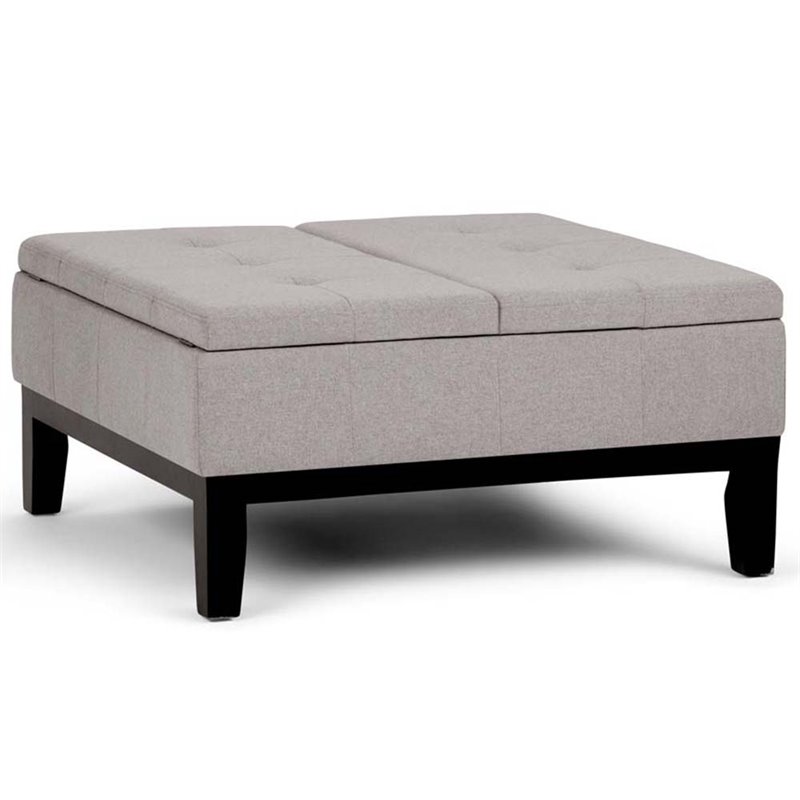 Simpli Home Dover Coffee Table Ottoman in Cloud Gray