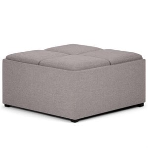 Simpli Home Avalon Square Ottoman in Cloud Gray