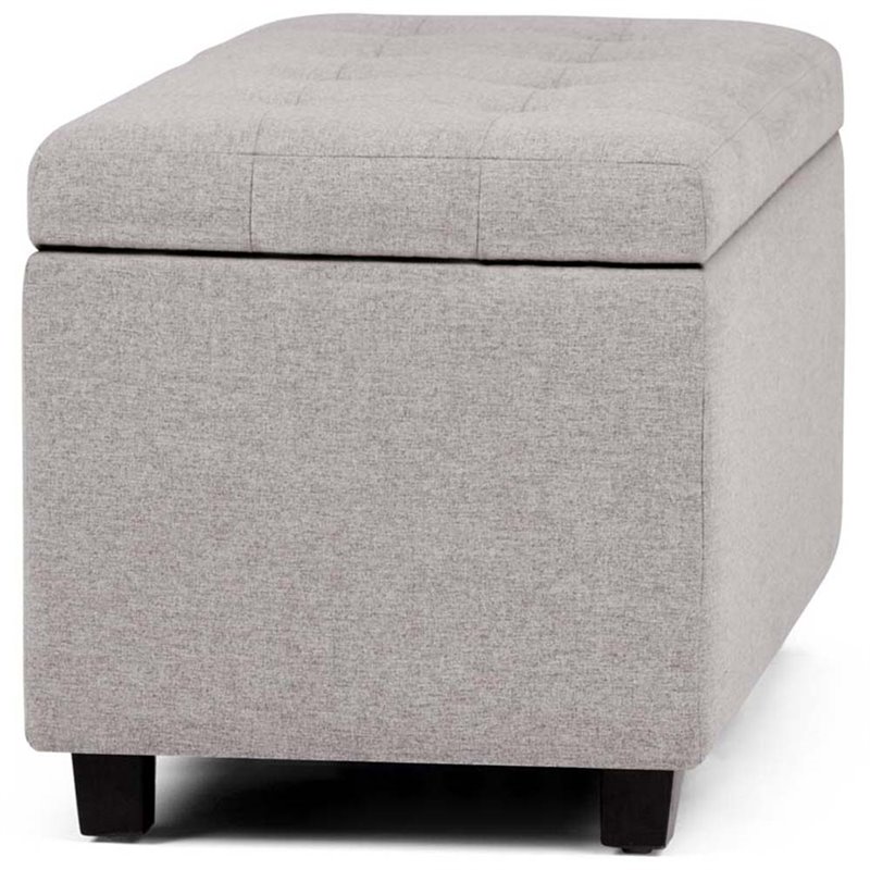 Cosmopolitan 34 in. W Rectangle Storage Ottoman in Cloud Gray Linen Look Fabric