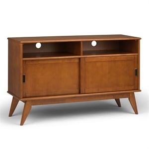 Simpli Home Draper Solid Wood 54&quotW TV Stand in Teak Brown For TVs up to 60&quot