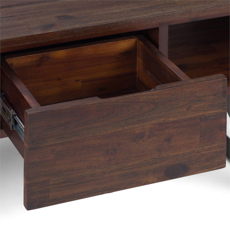 Simpli Home Lowry Storage Coffee Table in Distressed Charcoal Brown