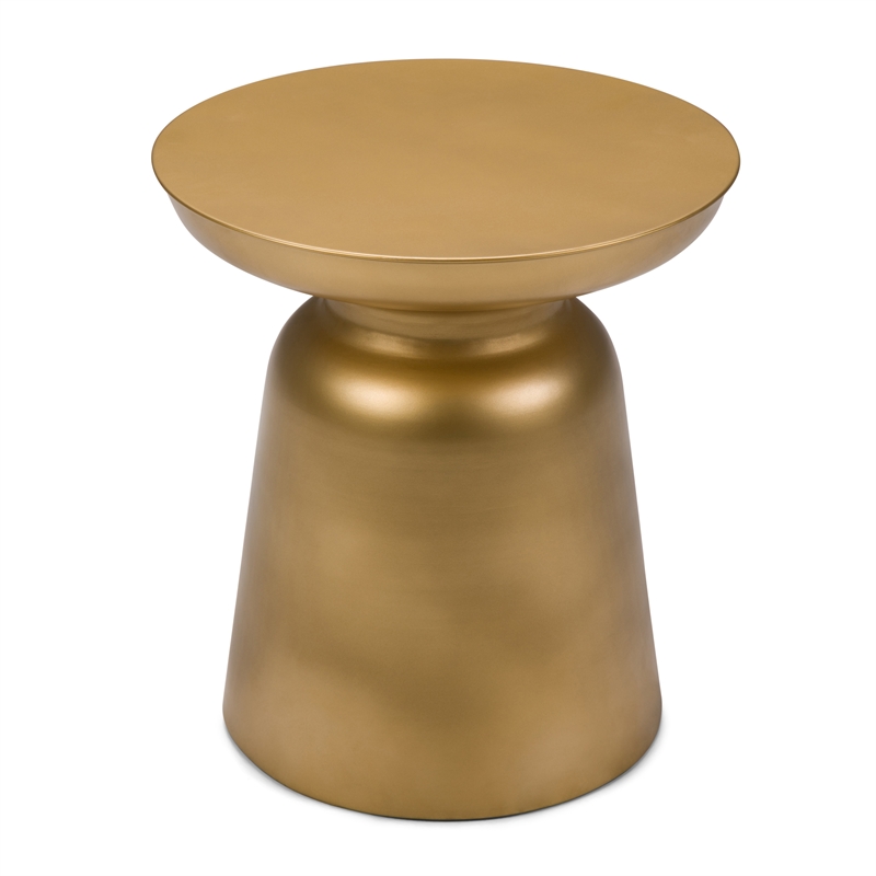 Toby 17 inch Wide Modern Industrial Metal Accent Table in Gold Iron & Assembled