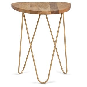 Patrice Modern 18 inch Wide Metal and Wood Accent Side Table in Natural Gold