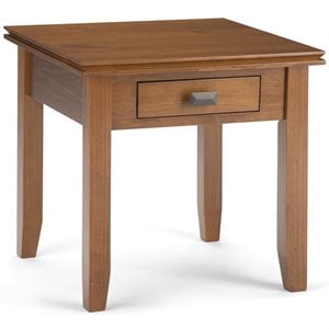 Simpli Home Artisan Wood 21&quot Square Transitional End Side Table in Honey Brown