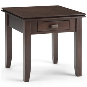 Simpli Home Artisan Wood 21&quot Square Transitional End Side Table in Tobacco Brown