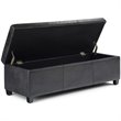 Simpli Home Avalon Faux Leather Storage Ottoman Bench in Black