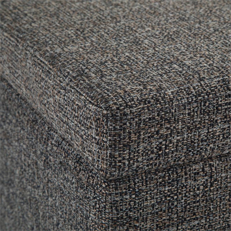 Simpli Home Avalon Upholstered Storage Ottoman Bench in Dark Gray