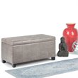 Simpli Home Dover Faux Leather Storage Ottoman Bench in Gray Taupe
